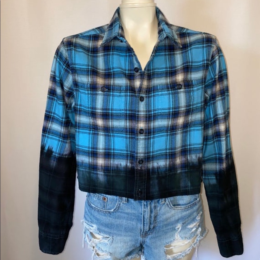 *CUSTOM DYED CROPPED FLANNEL